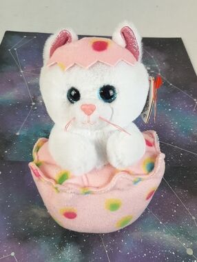 Ty Beanie Boos 2024 GIGGLES the Cat in Easter Egg 6" Beanbag Plush Toy